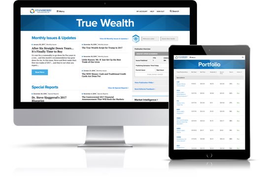 True Wealth publication as viewed on desktop and tablet devices